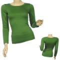 Ladies Fashion Long Sleeved Oval Neckline Top