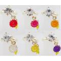 Ladies Fashion Gp Flower W/Charm, Crystal Ring