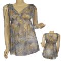 Ladies Fashion Sheer Deep V-Neck Top