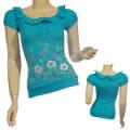 Ladies Fashion Boat Neck Ruffled Neckline Top