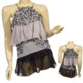 Ladies Fashion Sheer Spaghetti String Top W/Layers