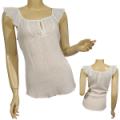 Ladies Fashion Scoop Neck Ruffled Sleeve Top