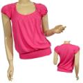 Ladies Fashion Scoop Neck Top With Pleats