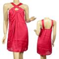 Ladies Satin A-Line Halter Style Keyhole Dress