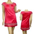 Ladies Fashion Satin Scoop Neck Mini Dress