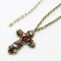 Ladies  18" Gb Cross W/Shell, T-Eye Stud Necklace