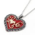 Rp Heart Pendant With Red Pu, Letter Necklace