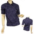Ladies Fashion 3/4 Sleeve Wide Spread Collar Top