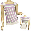 Ladies Fashion Square Neck Cap Sleeve Knit Top