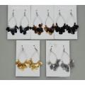 Fashion Wire Hoop W/Spangle Charm Earrings