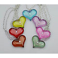 Ladies Fashion Heart Pendant W/Crystal Necklace