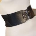 Ladies Fashion Vt. Flower 2 Piece Buckle Wide Belt