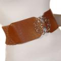 Ladies Fashion Vt. Flower 2 Piece Buckle Wide Belt