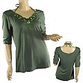 Women's Plus Size Fashion 3/4 Sleeve V-Neck Top