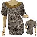 Plus Size Fashion Scoop Neck Top W/Gold Sequins