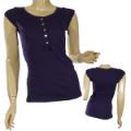 Ladies Fashion Scoop Neck 5 Button Casual Top