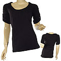 Ladies Fashion 3/4 Tab Sleeved Scoop Neck Top