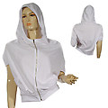 Ladies Fashion Hooded Short Sleeve Jacket W/Zipper