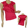 Ladies V-Neck Sleeveless Layered Ruffled Top
