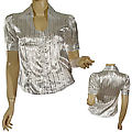 Ladies Fashion Wide Spread Collar Button Down Top
