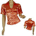 Ladies Fashion Wide Spread Collar Button Down Top