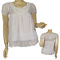 Ladies Fashion Sheer V-Neck Loose Fitted Top