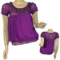 Ladies Fashion Sheer V-Neck Loose Fitted Top