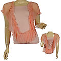 Ladies Short Sleeve Top W/Overlay Of Ruffles