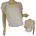 Ladies Short Sleeve Top W/Overlay Of Ruffles