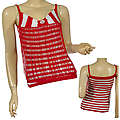 Ladies Fashion Spaghetti Strap V-Neck Top W/Fringe