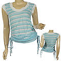 laLadies Fashion Scoop Neck Short Sleeve Top W/Tie