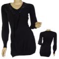 Ladies Fashion Long Sleeve V-Neck Knit Top