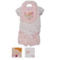 Infant Girls 3Pc Set- Onsie, Shorts And Bib