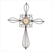 Rustic Metal Cross Wall Clock