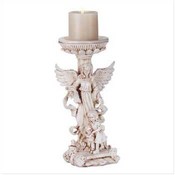 Ivory Finish Guardian Angel Candle Holder