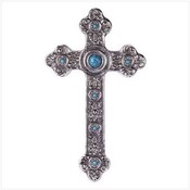 Turquoise and Silver Finish Cross