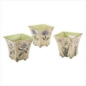 3 PC. Set Nested - Rose Tin Pots