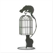 Metal Cat Birdcage Planter