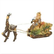 Wood Cut Santa With Reindeer