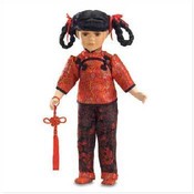 16" Chinese Doll In Red Shirt
