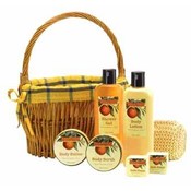 Orange Bath Set In Willow Basket