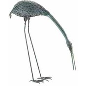 Iron Grazing Crane Lawn Statue