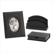 Leather-Look Desk Accessories - 3 Piece Set
