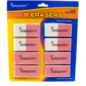 Erasers - Pink - 8 pack - large beveled