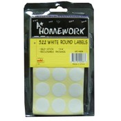 Labels - Round -.75" - White - 522 count