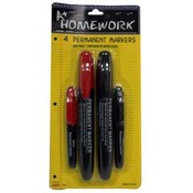 Permanent Markers - 4 pack - black + red