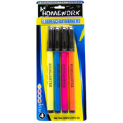 Fluorescent Markers -4 Pack- Thin Tip-Asst.Colors
