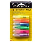 Mini Fluorescent Markers - 6 Pack - Asst.Colors