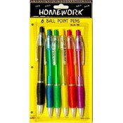 Retractable ball point pens - 6 pack