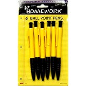 Retractable ball point pens - 6 pack